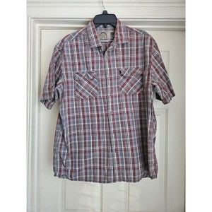 GH Bass Earth Mens Button Up Shirt L Multicolor Plaid Short Sleeve Regular Fit
